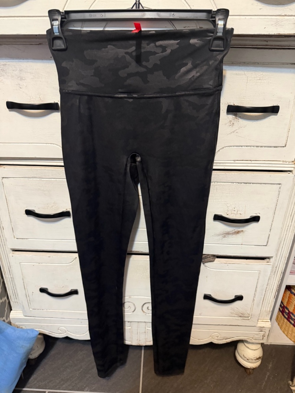 SPANX Black Leggings with Red Brand Tag
